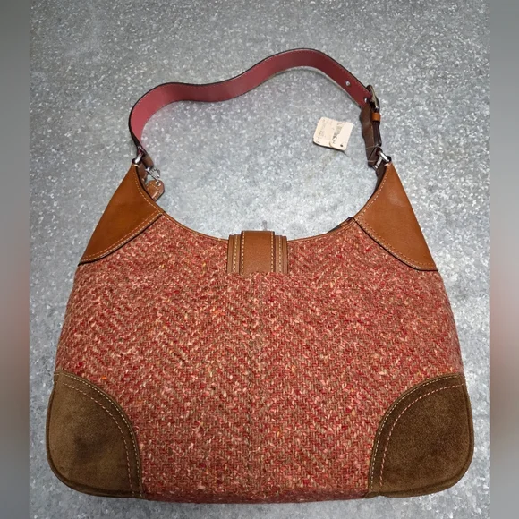 Coach Vintage F11214 Soho Hampton Orange Tweed Flap Hobo Bag - Picture 6 of 8